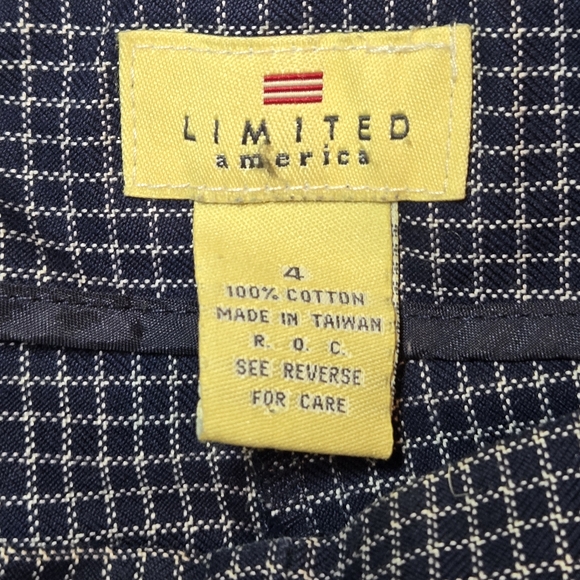 Limited Women's 90s Navy Checkered Curvy Dress Pants 4 - Picture 5 of 6